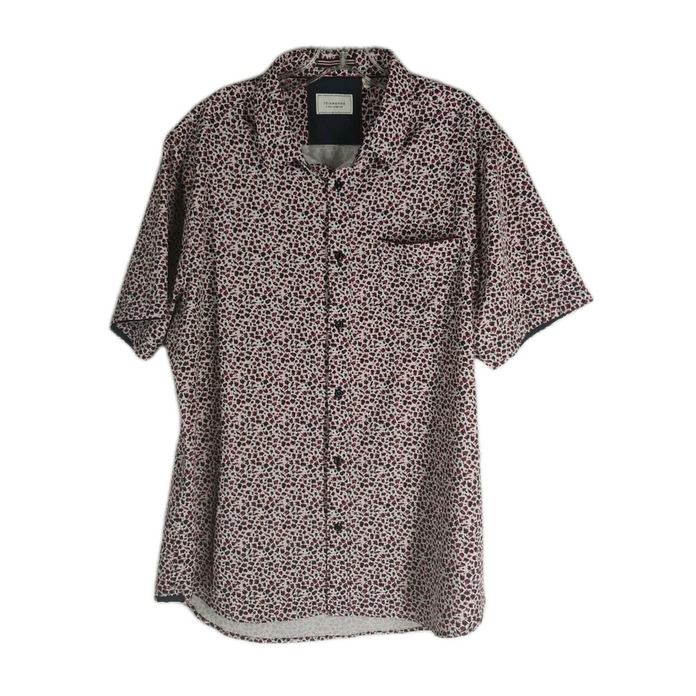 7 Diamonds Mens XL Brushstroke Short Sleeves Button Up 4 Way Stretch Light Shirt